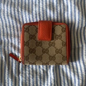 AUTHENTIC VINTAGE GUCCI WALLET BRIGHT ORANGE CANVAS